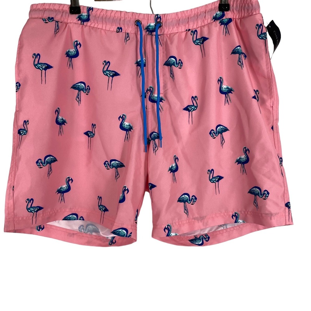 Club Room Mens Swim Shorts Trunks Size XL Flamingo Print Pink Lined Pockets